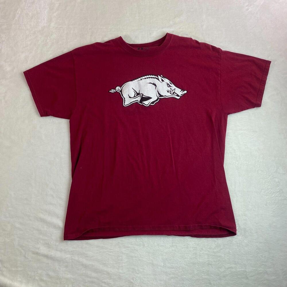 Arkansas Razorbacks T Shirt Russell Athletic Red Short Sleeve‎ Men Extra Large